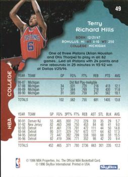 1996-97 Hoops - Silver #49 Terry Mills Back