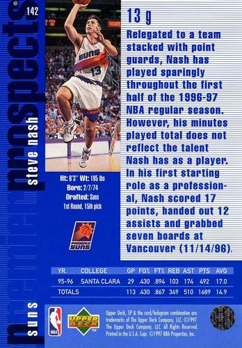 1996-97 SP - Premier Prospects Box Set #142 Steve Nash Back