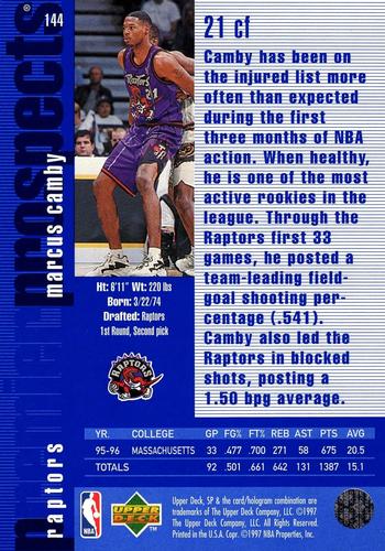 1996-97 SP - Premier Prospects Box Set #144 Marcus Camby Back