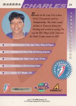 1997 Pinnacle Inside WNBA - Court Collection #22 Daedra Charles Back