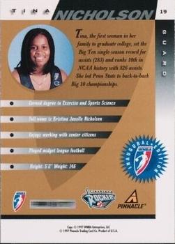1997 Pinnacle Inside WNBA - Executive Collection #19 Tina Nicholson Back