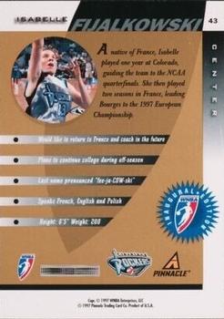 1997 Pinnacle Inside WNBA - Executive Collection #43 Isabelle Fijalkowski Back