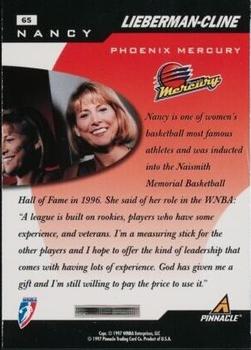 1997 Pinnacle Inside WNBA - Executive Collection #65 Nancy Lieberman-Cline Back
