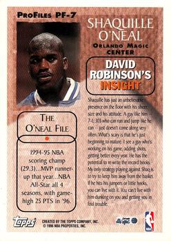 1996-97 Topps - ProFiles #PF-7 Shaquille O'Neal Back