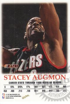 1997-98 SkyBox Premium - Autographics Century Marks #NNO Stacey Augmon Back