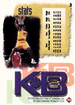 1998 Collector's Edge Impulse - KB8 Holofoil #3 Kobe Bryant Back