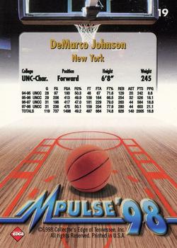 1998 Collector's Edge Impulse - Thick #19 DeMarco Johnson Back