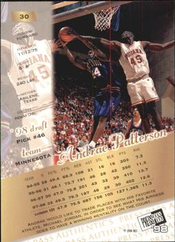 1998 Press Pass Authentics - Hang Time #30 Andrae Patterson Back