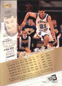 1998 Press Pass Authentics - Hang Time #31 Tyson Wheeler Back