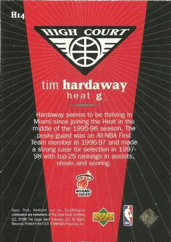 1998 Upper Deck Hardcourt - High Court #H14 Tim Hardaway Back