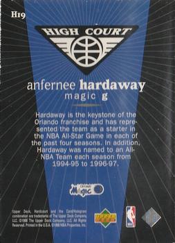1998 Upper Deck Hardcourt - High Court #H19 Anfernee Hardaway Back