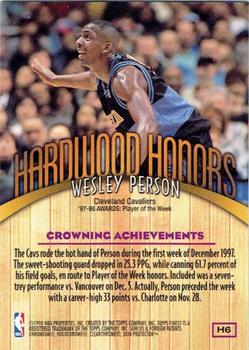 1998-99 Finest - Hardwood Honors #H6 Wesley Person Back