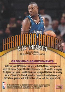 1998-99 Finest - Hardwood Honors #H13 Nick Anderson Back