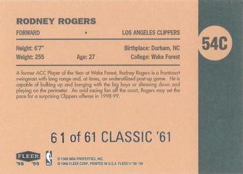 1998-99 Fleer Tradition - Classic '61 #54C Rodney Rogers Back