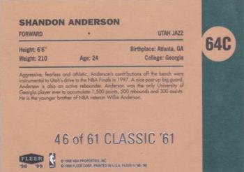 1998-99 Fleer Tradition - Classic '61 #64C Shandon Anderson Back