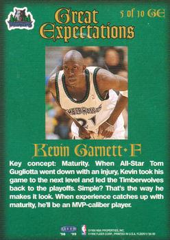 1998-99 Fleer Tradition - Great Expectations #5 GE Kevin Garnett Back