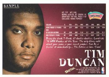 1998-99 Hoops - Promo Sheet Singles #NNO Tim Duncan Back