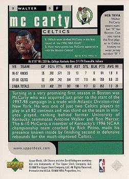 1998-99 UD Choice - Choice Reserve #9 Walter McCarty Back