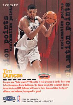 1998-99 Ultra - Exclamation Points #2 EP Tim Duncan Back