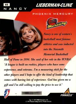 1997 Pinnacle Inside WNBA #65 Nancy Lieberman-Cline Back
