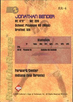 1999 Collector's Edge Rookie Rage - Gold Ingot #RR-4 Jonathan Bender Back