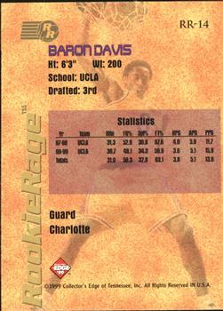 1999 Collector's Edge Rookie Rage - Gold Ingot #RR-14 Baron Davis Back