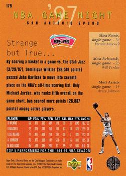 1997-98 Collector's Choice #179 San Antonio Spurs Back