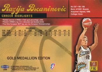 1999 Ultra WNBA - Gold Medallion #73G Razija Brcaninovic Back