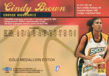 1999 Ultra WNBA - Gold Medallion #87G Cindy Brown Back