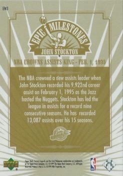 1998-99 Upper Deck Century Legends - Epic Milestones #EM3 John Stockton Back
