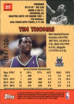1999-00 Bowman's Best - Atomic Refractors #27 Tim Thomas Back