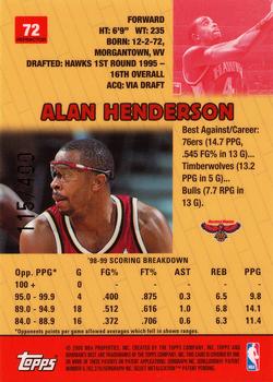 1999-00 Bowman's Best - Refractors #72 Alan Henderson Back