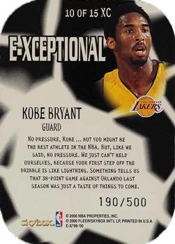 1999-00 E-X - E-Xceptional Green #10XC Kobe Bryant Back