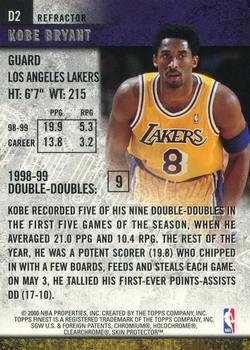 1999-00 Finest - Double Double Refractors #D2 Kobe Bryant Back