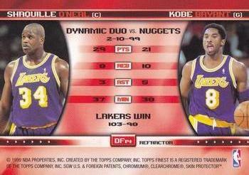 1999-00 Finest - Double Feature Left Refractors #DF14 Kobe Bryant / Shaquille O'Neal Back