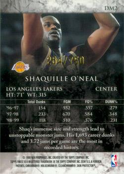 1999-00 Finest - Dunk Masters #DM2 Shaquille O'Neal Back