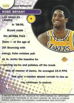 1999-00 Finest - Gold Refractors #128 Kobe Bryant Back