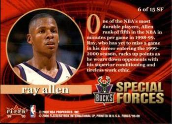 1999-00 Fleer Force - Special Forces #6SF Ray Allen Back