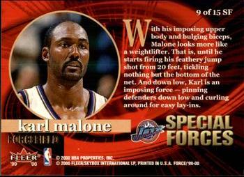 1999-00 Fleer Force - Special Forces Forcefield #9SF Karl Malone Back