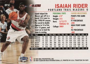 1999-00 Fleer Tradition - Supreme Court Collection #89SC Isaiah Rider Back