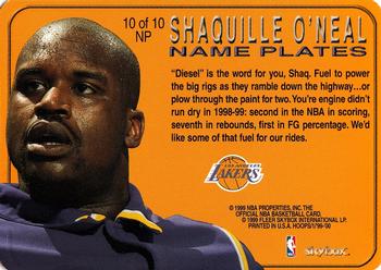 1999-00 Hoops - Name Plates #10NP Shaquille O'Neal Back