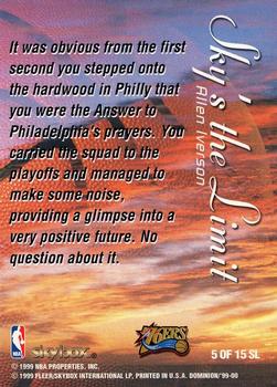 1999-00 SkyBox Dominion - Sky's the Limit #5 SL Allen Iverson Back