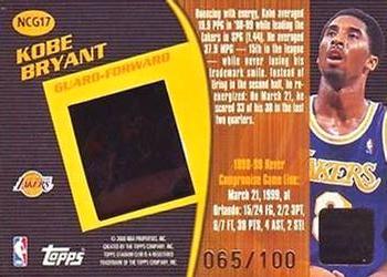1999-00 Stadium Club - Never Compromise Game-View #NCG17 Kobe Bryant Back