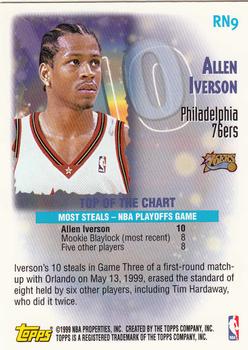 1999-00 Topps - Record Numbers #RN9 Allen Iverson Back