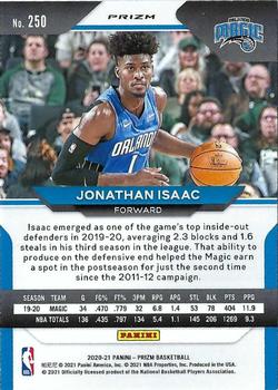 2020-21 Panini Prizm - Red, White and Blue Prizms #250 Jonathan Isaac Back