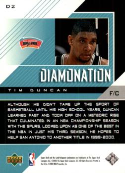 1999-00 Upper Deck Black Diamond - Diamonation #D2 Tim Duncan Back