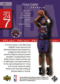 1999-00 Upper Deck HoloGrFX - NBA 24-7 #N3 Vince Carter Back