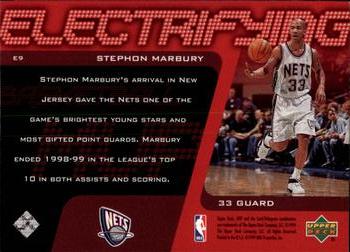 1999-00 Upper Deck MVP - Electrifying #E9 Stephon Marbury Back