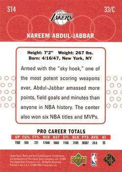 1999-00 Upper Deck Retro - Old School/New School Parallel #S14 Kareem Abdul-Jabbar Back
