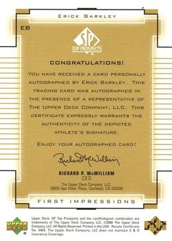 2000 SP Top Prospects - First Impressions Gold #EB Erick Barkley Back
